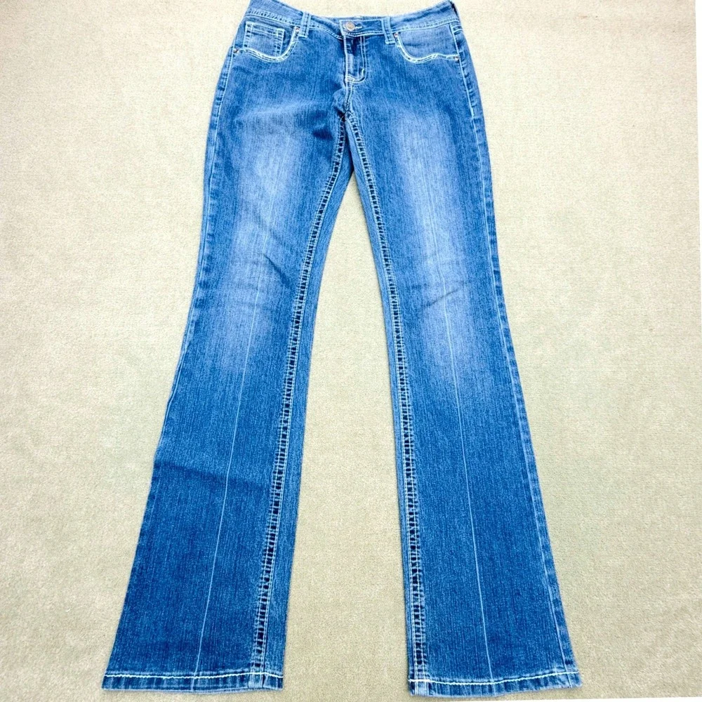 Wired Heart Womens Bootcut Jeans Size 30 Medium Wash Blue Denim Stretch RN139056